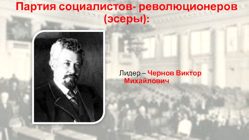 Лидер эсеров. Виктор Чернов эсер. Чернов Лидер партии. Лидер партии эсеров 1905. Чернов в.м являлся лидером партии.