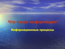 Что такое информация? Информационные процессы 10 класс