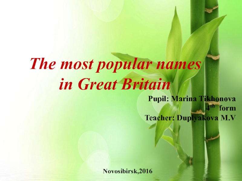 The most popular names in Great Britain