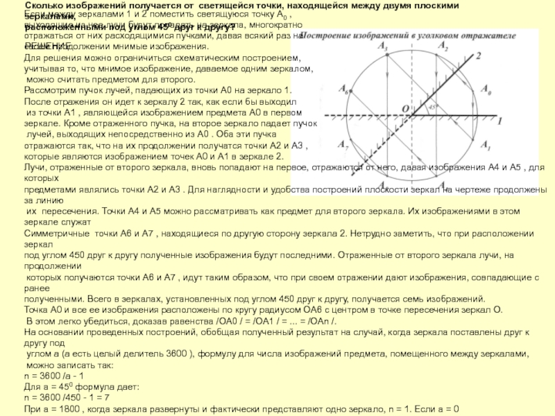 Сколько изображений светящейся точки а дают зеркала