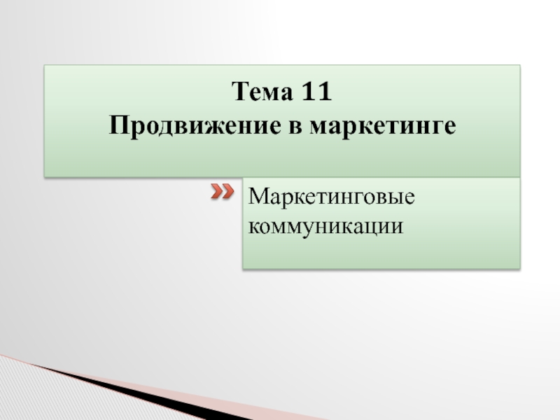 Тема 11 Продвижение в маркетинге