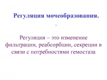 Регуляция мочеобразования