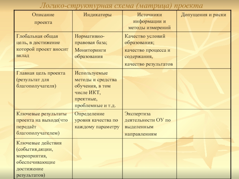 Логическая матрица проекта