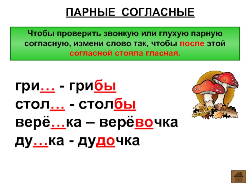 Написание слов с буквой парного по глухости звонкости согласного звука 1 класс презентация