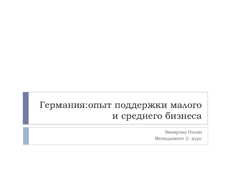 Германия:опыт поддержки малого и среднего бизнеса