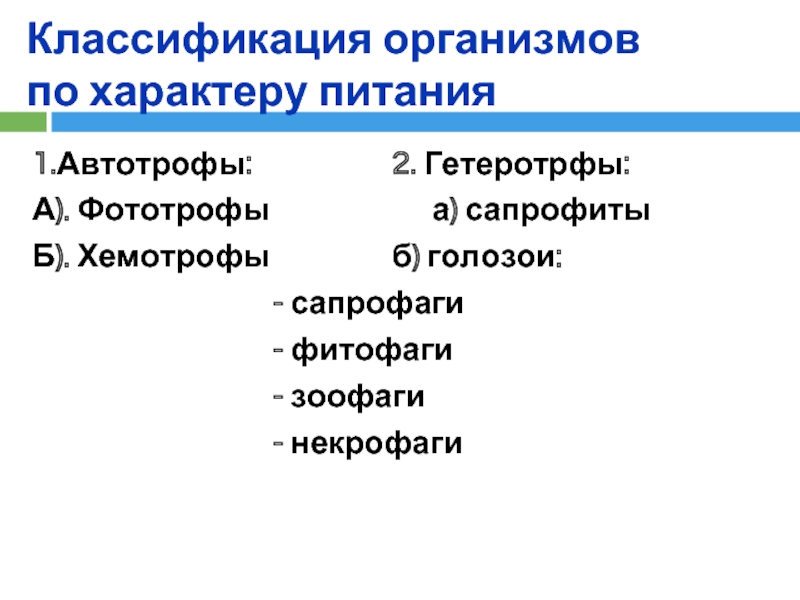 Факторы появления автотрофов