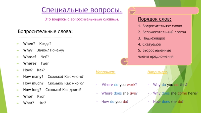 Презентация вопросительные слова в английском языке 4 класс