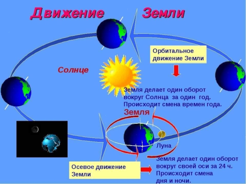 Движение земли вокруг солнца рисунок