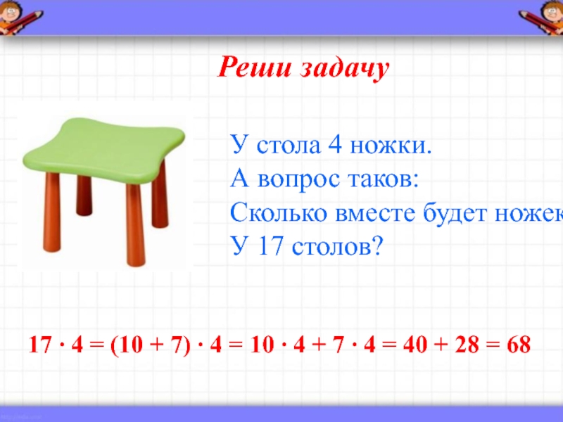 У стола четыре ножки. Стол 4 ножки. Сколько ног у стола. Задача про стол.