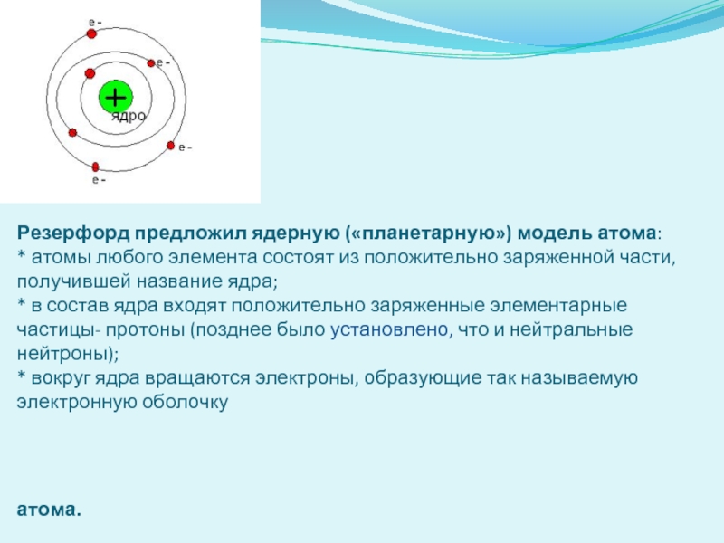 Опыт резерфорда ядерная модель атома презентация