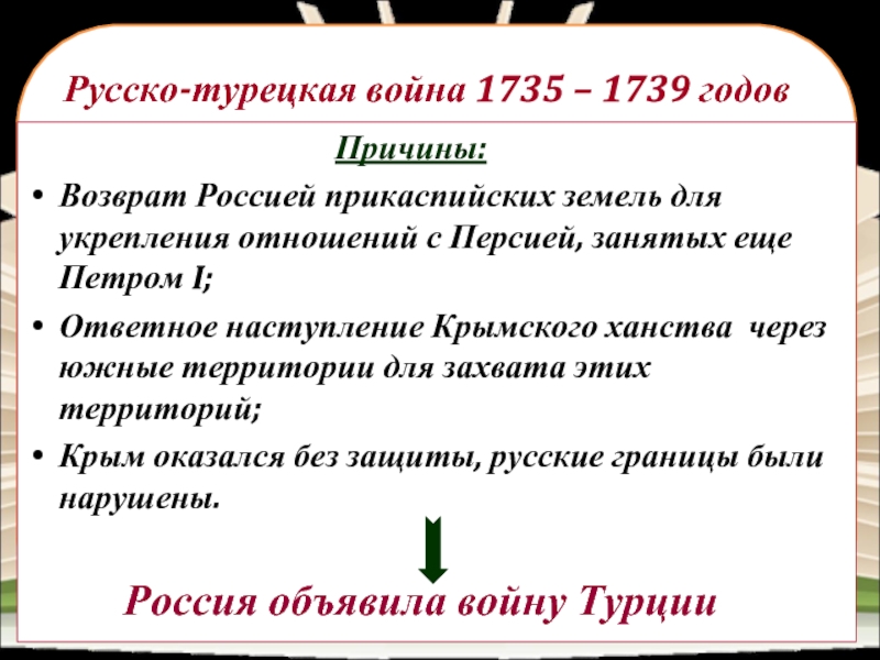 Причины русско турецкой войны 1735 1739 гг. Причины русско-турецкой войны 1735-1739 таблица. Причины русско-турецкой войны 1735-1739.