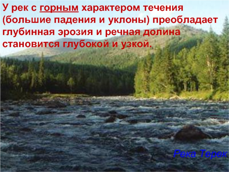 Горный характер. Реки с наибольшим уклоном. Характер течения реки Терек. Реки горного характера в России. Река с наибольшим уклоном России.