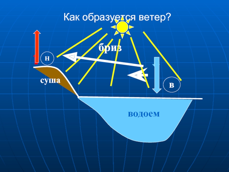 Ветер суши. Как образуется ветер Бриз. Как образуется ветер Бриз схема. Ветер на водоеме. Как формируется ветер география.