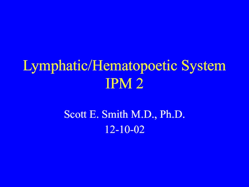 Lymphatic/Hematopoetic System IPM 2