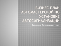 Бизнес-план автомастерской по установке автосигнализаций