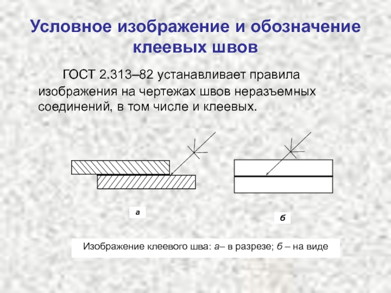 Обозначение клеевого шва на чертеже