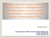 Заседание рабочей группы педагогов ответственных за профориентацию в ОО