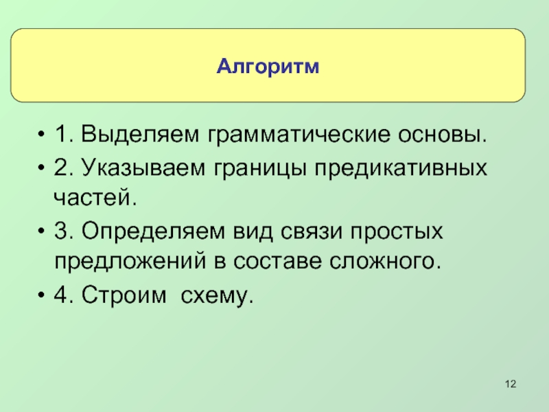 Укажите 2. Границы предикативных частей. Связь предикативных частей. Грамматическая основа алгоритм. Укажите границы простых предложений.