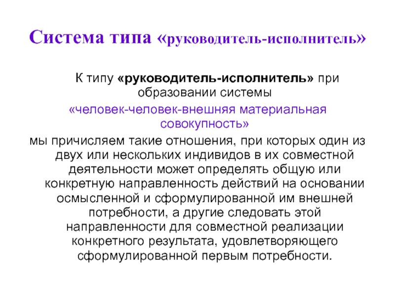 Исполнитель и руководитель