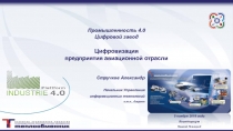 Промышленность 4.0
Цифровой завод
Цифровизация
предприятия авиационной