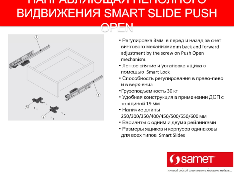 Направляющие samet скрытого монтажа схема монтажа