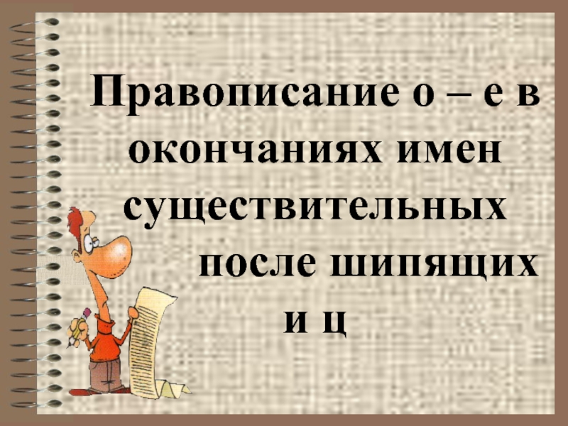 Чертежом в окончаниях имен существительных после шипящих