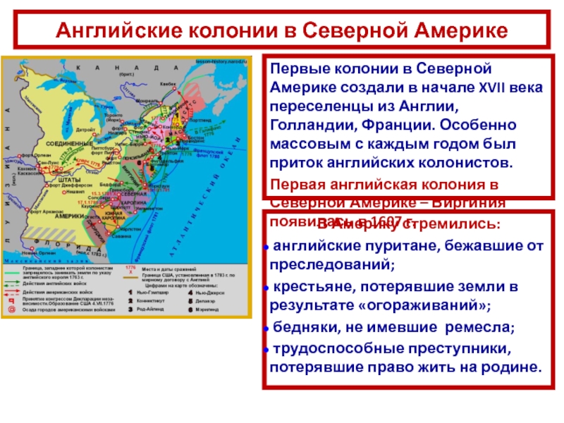 Английские колонии в северной америке 7 класс конспект урока фгос презентация