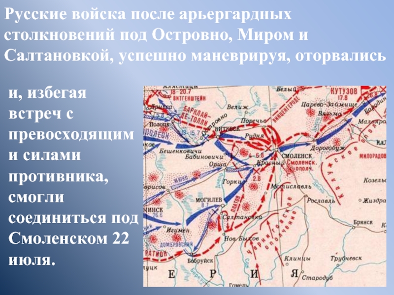 Бой с превосходящими силами противника. Бой под Витебском 1812. Битва под Салтановкой 1812. Арьергардный бой у Можайска 1812 года. Соединение русских армий под Смоленском 1812.