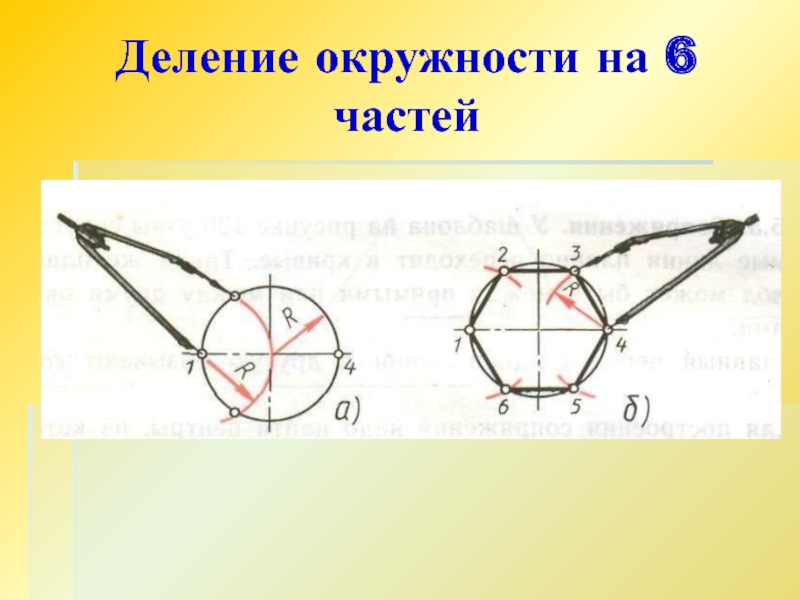 Деление на 6 частей. Деление внешней окружности на 6. Фото окружности разделённые на шесть частей. Деление окружности на равные части 8 класс презентация по черчению.