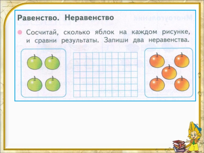 Рассмотри рисунки рамку с равенством для перехода от рисунка слева к рисунку справа закрась