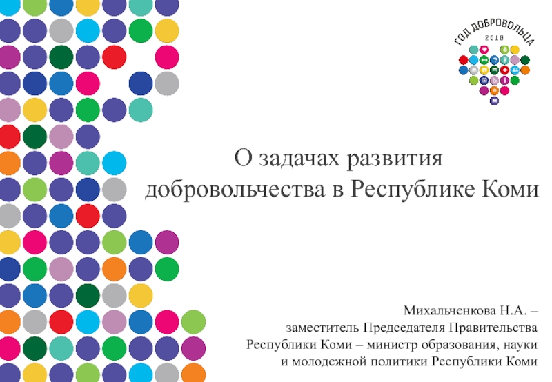 О задачах развития добровольчества в Республике Коми
Михальченкова Н.А