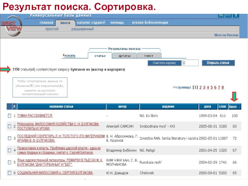 Поиск сортировка. Ист Вью электронная библиотека. Иствью электронная библиотека.