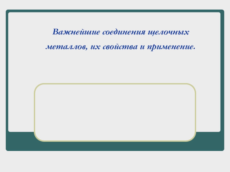 Презентация Соединения щелочных металлов