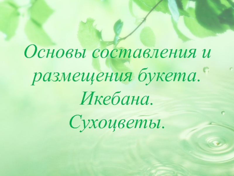 Основы составления и размещения букета. Икебана. Сухоцветы