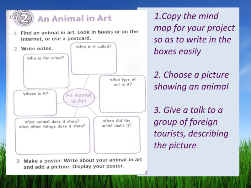 1.Copy the mind map for your project so as to write in the boxes easily  2.