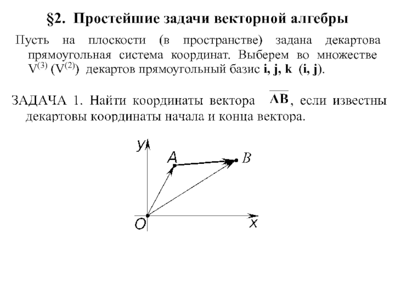 Презентация §2. Простейшие задачи векторной алгебры