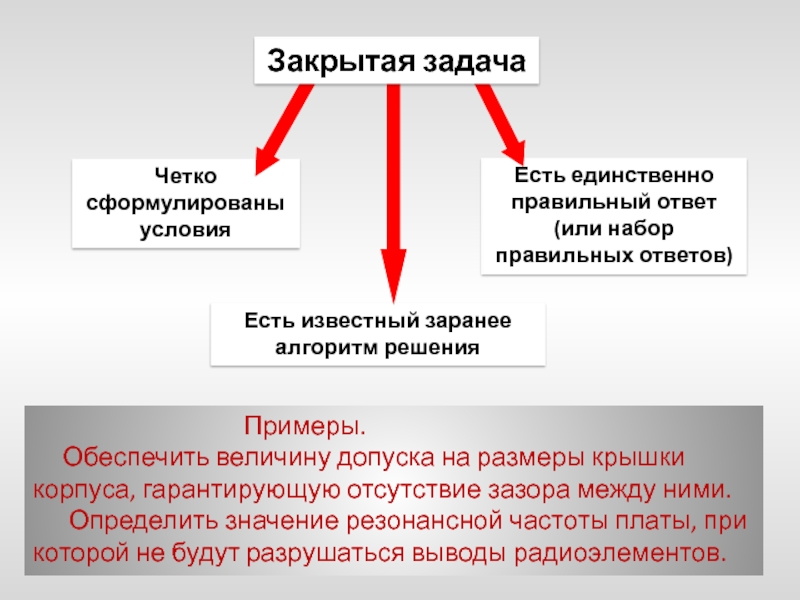 Закрытые задачи. Сформулируйте правильные ответ. Условия бывают. Закрой задачи.