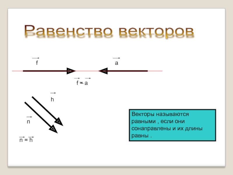 Два вектора считаются равными если