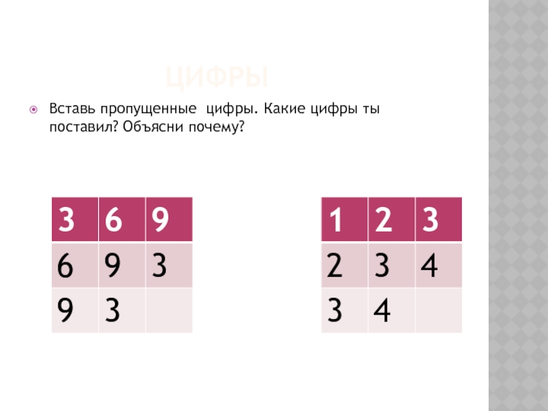 Вставьте пропущенные цифры 7