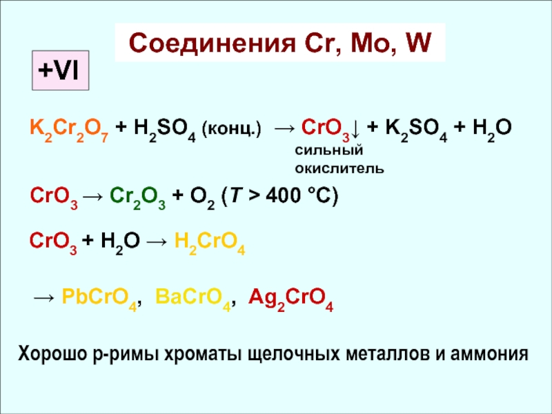 Соединения cr 6. Cro h2so4 конц. H2so4(конц.) И cr2o3. K2cr2o7 h2so4 конц. K+h2so4 конц.