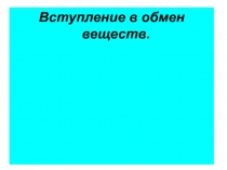 Вступление в обмен веществ