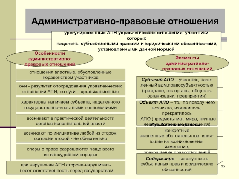 Административное правоотношение план