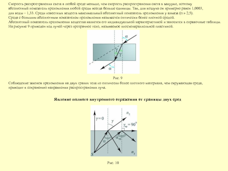 Абсолютный показатель преломления первой среды равен показателю преломления второй среды картинка