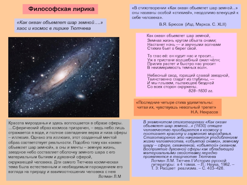 Как объемлет шар земной. Хаос и космос в лирике Тютчева. Космическая лирика Тютчева. Океан объемлет шар земной Тютчев. Небесный свод горящий славой Звёздной таинственно.