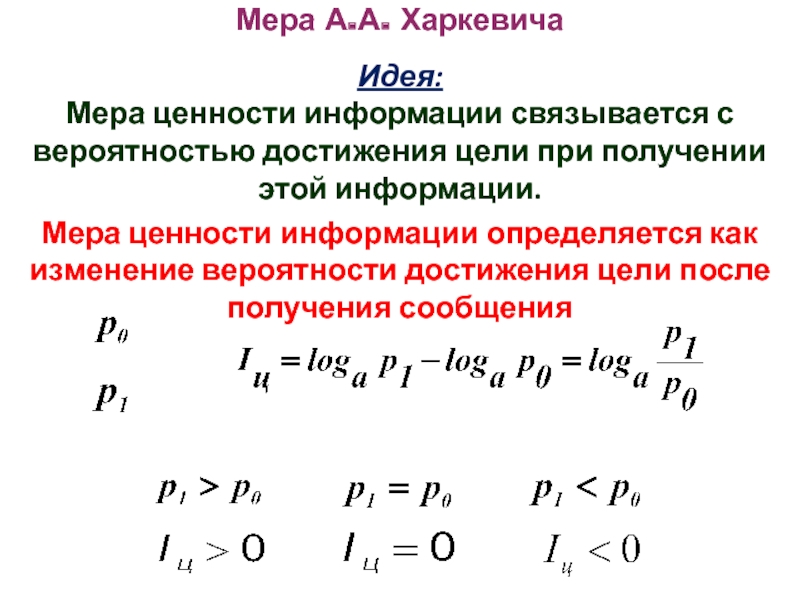 Вероятность достигнуть. Формула ценности информации. Формула Харкевича для оценки ценности информации. Харкевич мера информации. Ценность информации сообщения формула.