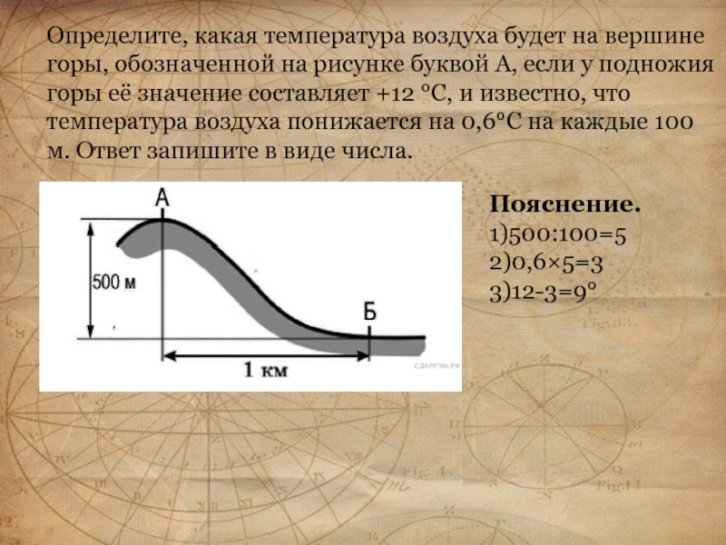 Определите какой буквой. Температура воздуха на вершине горы в точке. Определите какая температура. Определите какая температура воздуха будет на вершине горы. Определить температуру воздуха на вершине горы.