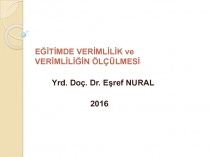 EĞİTİMDE VERİMLİLİK ve VERİMLİLİĞİN ÖLÇÜLMESİ