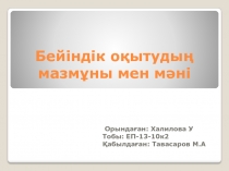 Бейіндік оқытудың мазмұны мен мәні