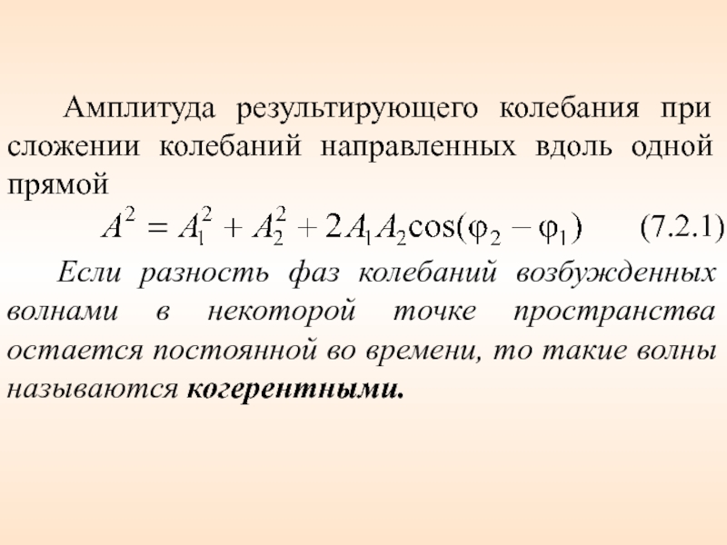 Амплитуда результирующего колебания в точке