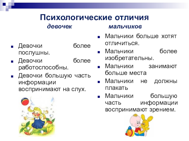 Гендерные различия способностей презентация